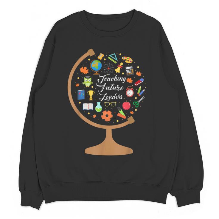 Awesome Teachers T Shirt Teaching Future Leaders Globe For Men Women Women Crewneck Sweatshirt, novelty gifts, funny gifts