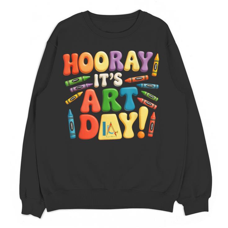 Back To School Hooray It's Art Day Art Teacher Artist Women Crewneck Sweatshirt, novelty gifts, funny gifts