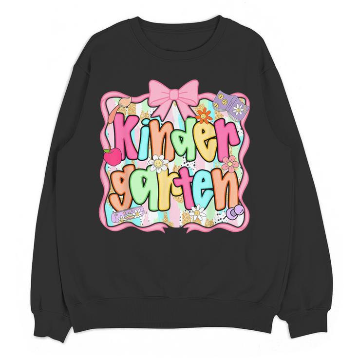Back To School Kindergarten Preppy Teacher Girl Women Crewneck Sweatshirt, novelty gifts, funny gifts Back To School Kindergarten Preppy Teacher Girl Women Crewneck Sweatshirt, novelty gifts, funny gifts