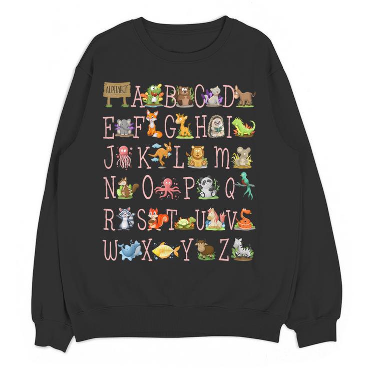 Back To School Kindergarten Teacher ABCs Animals Alphabet Women Crewneck Sweatshirt, novelty gifts, funny gifts Back To School Kindergarten Teacher ABCs Animals Alphabet Women Crewneck Sweatshirt, novelty gifts, funny gifts