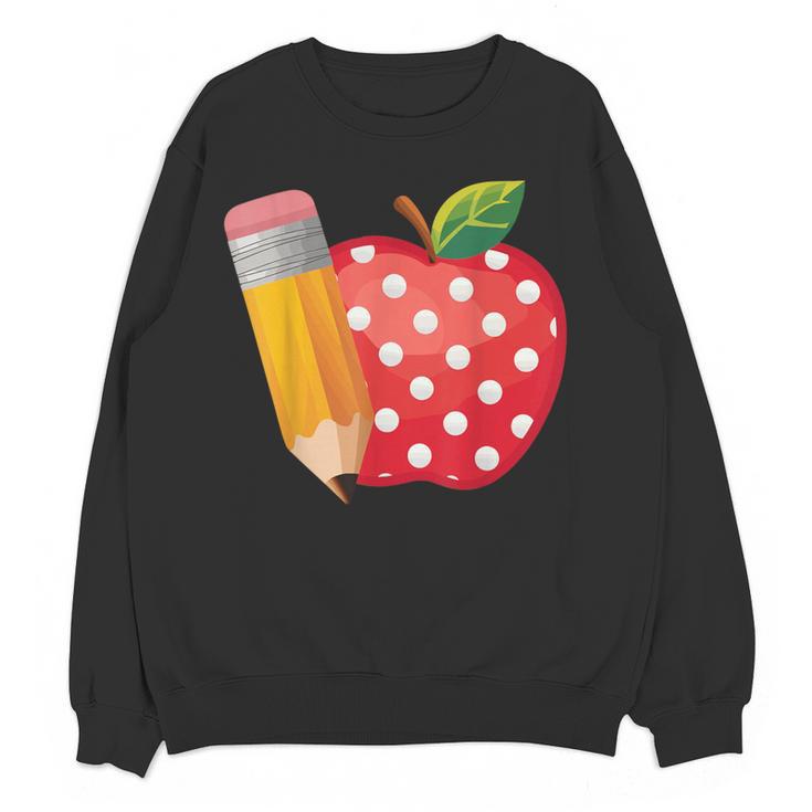 Back To School Pencil And Apple Teacher Student Women Crewneck Sweatshirt, novelty gifts, funny gifts Back To School Pencil And Apple Teacher Student Women Crewneck Sweatshirt, novelty gifts, funny gifts