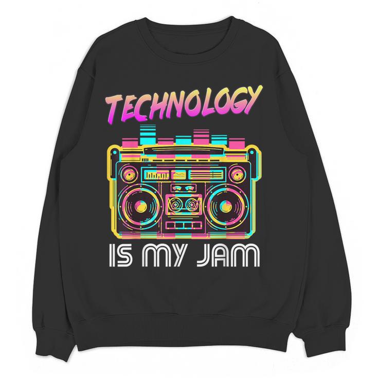 Back To School Retro Technology Is My Jam 80's Teacher Women Crewneck Sweatshirt, novelty gifts, funny gifts Back To School Retro Technology Is My Jam 80's Teacher Women Crewneck Sweatshirt, novelty gifts, funny gifts