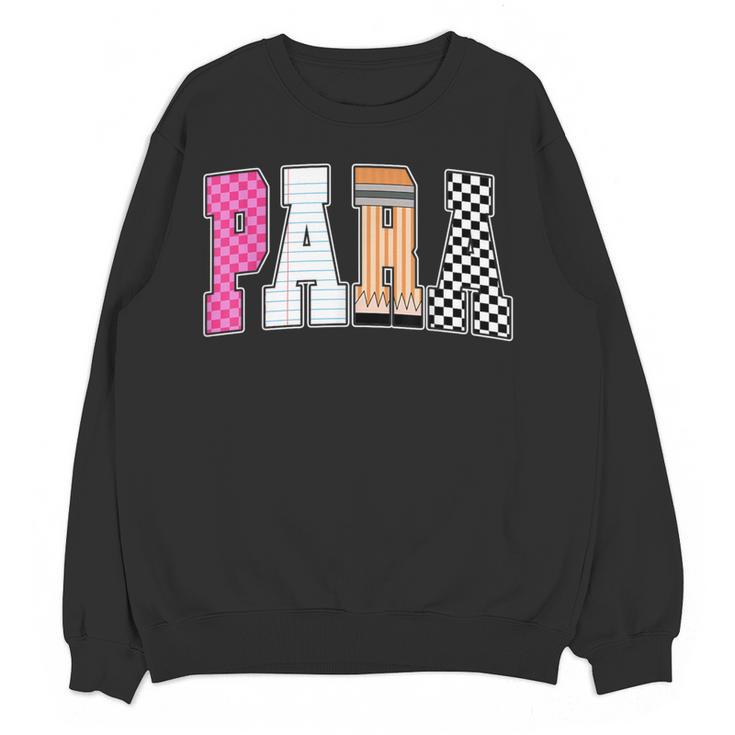 Back To School Teacher Para Preppy Checkered Para Life Women Crewneck Sweatshirt, novelty gifts, funny gifts