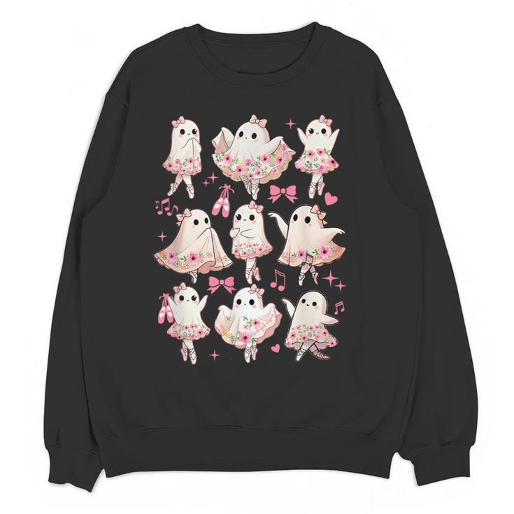 Ballet Ghost Ballet Dancer Spooky Dance Halloween Teacher Women Crewneck Sweatshirt, novelty gifts, funny gifts