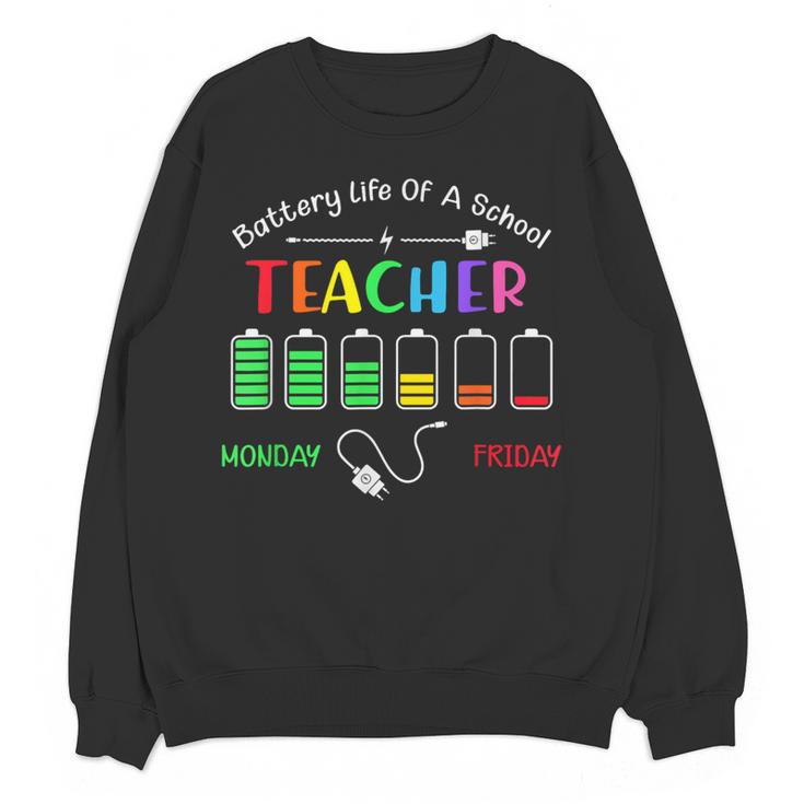 Battery Life Of A School Teacher Monday To Friday For Men Women Women Crewneck Sweatshirt, novelty gifts, funny gifts