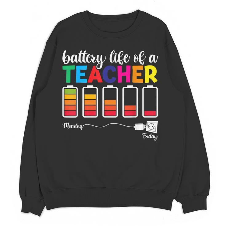 Battery Life Of a Teacher Shirt Thanksgiving Teacher Women Crewneck Sweatshirt, novelty gifts, funny gifts