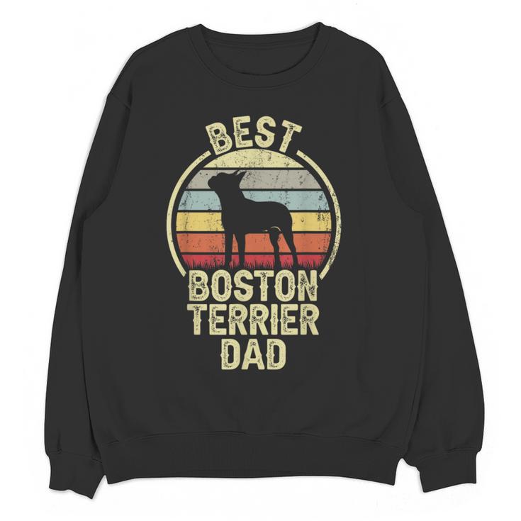 Best Dog Father Dad Vintage Boston Terrier For Men Women Women Crewneck Sweatshirt, novelty gifts, funny gifts