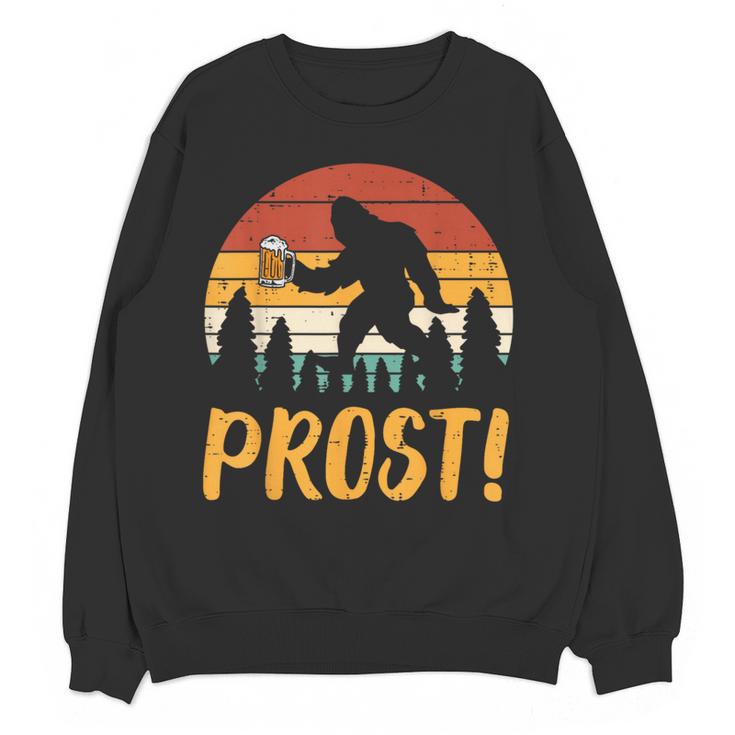 Bigfoot Sasquatch Prost Retro Bavarian Oktoberfest Men Women Women Crewneck Sweatshirt, novelty gifts, funny gifts