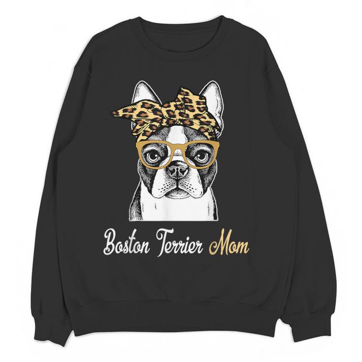 Birthday And Mother's Day -Boston Terrier Mom Women Crewneck Sweatshirt, novelty gifts, funny gifts
