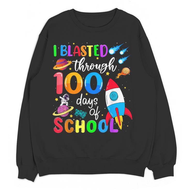 I Blasted Through 100 Days Of School 100th Day Teacher Kids Women Crewneck Sweatshirt, novelty gifts, funny gifts