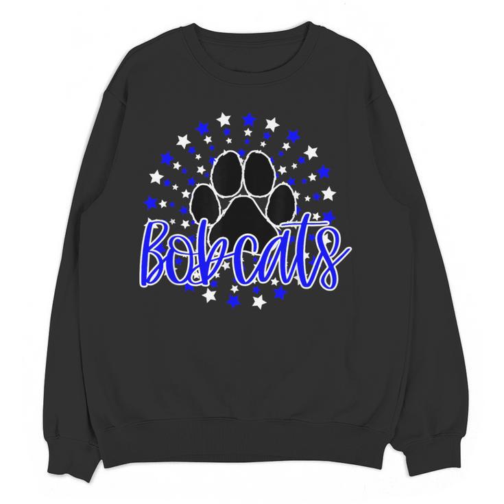 Blue Bobcats School Spirit Coquette Bow Mascot Teacher Women Crewneck Sweatshirt, novelty gifts, funny gifts