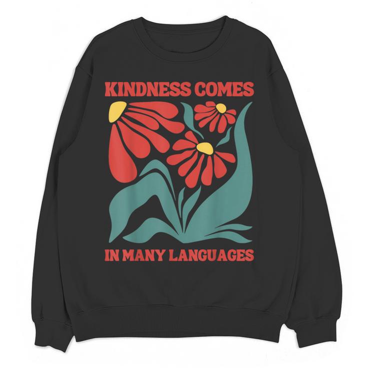 Boho Flower ESL Teacher Kindness Comes In Many Languages Women Crewneck Sweatshirt, novelty gifts, funny gifts