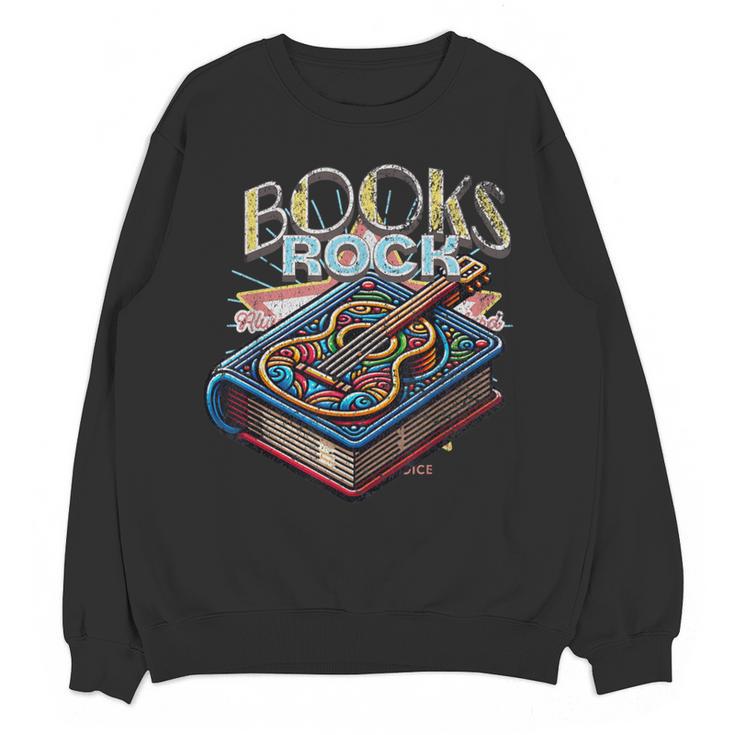 Books Rock Rock'n Roll Science Of Reading Teachers Guitar Women Crewneck Sweatshirt, novelty gifts, funny gifts Books Rock Rock'n Roll Science Of Reading Teachers Guitar Women Crewneck Sweatshirt, novelty gifts, funny gifts