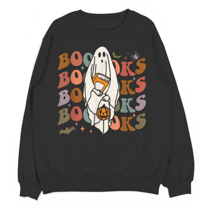 Booooks Ghost Halloween Groovy Vintage Teacher Book Reading Women Crewneck Sweatshirt, novelty gifts, funny gifts Booooks Ghost Halloween Groovy Vintage Teacher Book Reading Women Crewneck Sweatshirt, novelty gifts, funny gifts