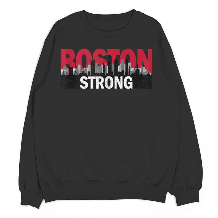 Boston Strong Logo Vintage Boston City Skyline Women Crewneck Sweatshirt, novelty gifts, funny gifts