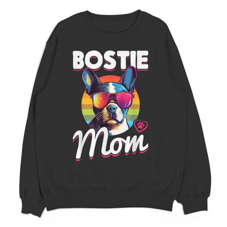 Boston Terrier Bostie Dog Breed Pet Bostie Mom Women Crewneck Sweatshirt, novelty gifts, funny gifts