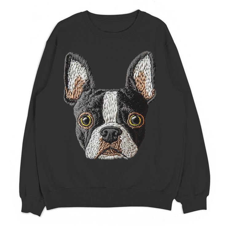 Boston Terrier Cute Puppy Face Dog Lover Pet Owner Women Crewneck Sweatshirt, novelty gifts, funny gifts