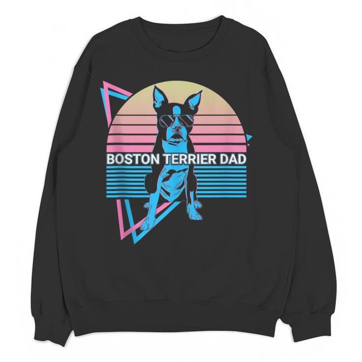 Boston Terrier Dad Retro Women Crewneck Sweatshirt, novelty gifts, funny gifts