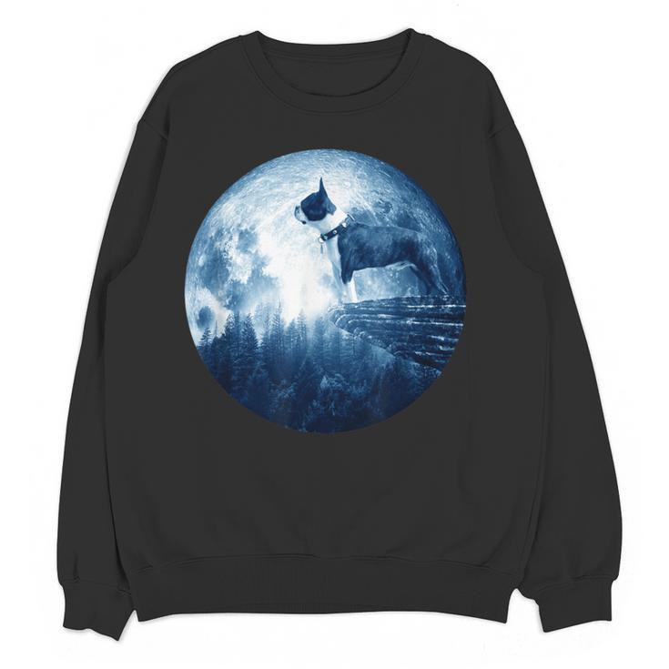 Boston Terrier Dog Moon Dog Mom Dad Women Men Dog Lovers Women Crewneck Sweatshirt, novelty gifts, funny gifts