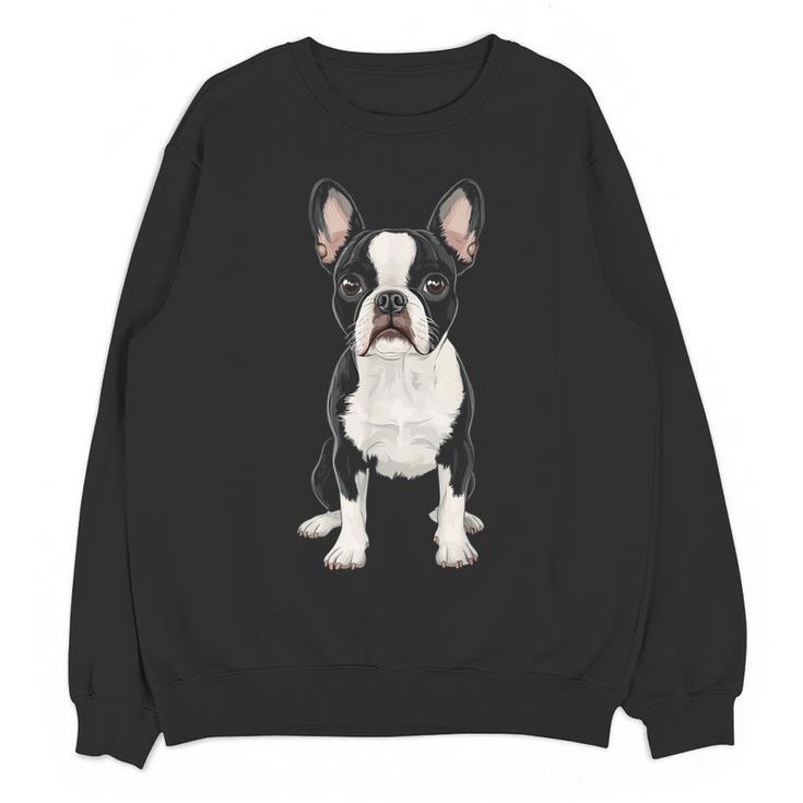 Boston Terrier Dog Motif Pet Art Boston Terrier For Men Women Kids Women Crewneck Sweatshirt, novelty gifts, funny gifts