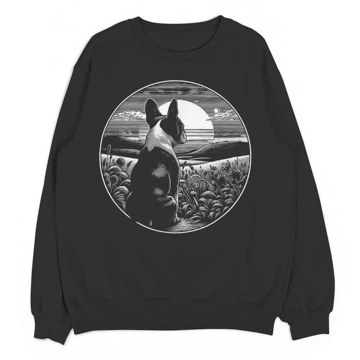 Boston Terrier Dog Nature Scene Graphic Art Men Women Girls Kids Women Crewneck Sweatshirt, novelty gifts, funny gifts