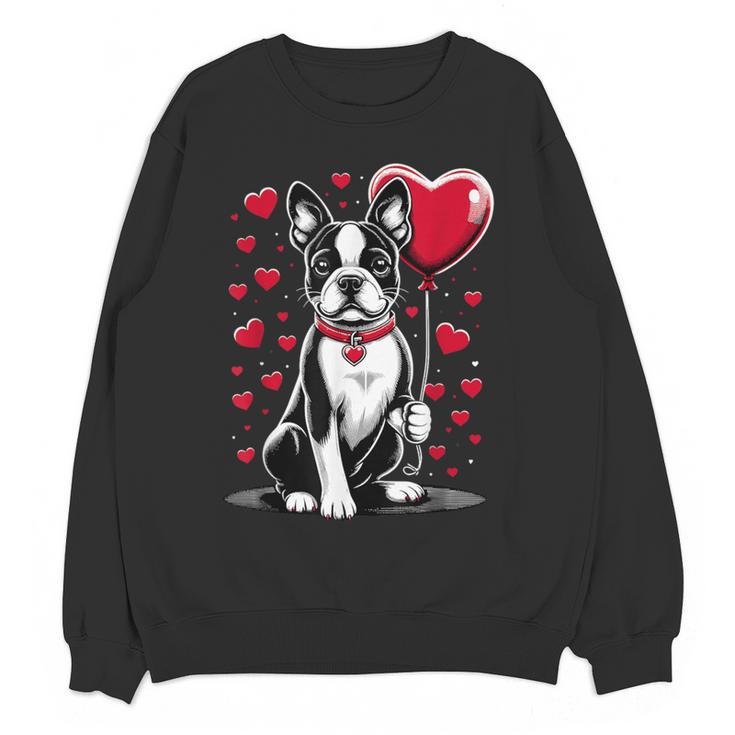 Boston Terrier Dog Valentine's Day Dog Owner Valentine Women Crewneck Sweatshirt, novelty gifts, funny gifts