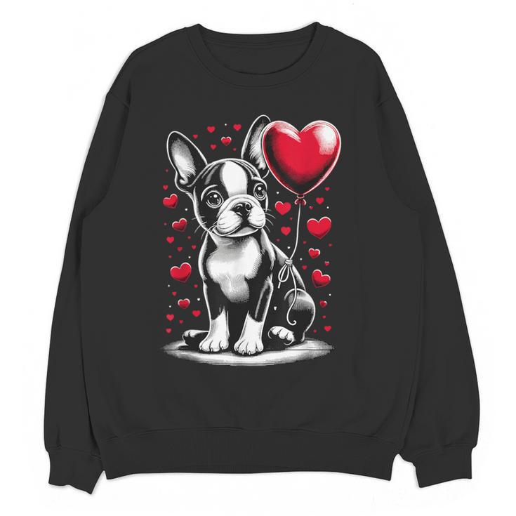 Boston Terrier Dog Valentine's Day Dog Owner Women Crewneck Sweatshirt, novelty gifts, funny gifts