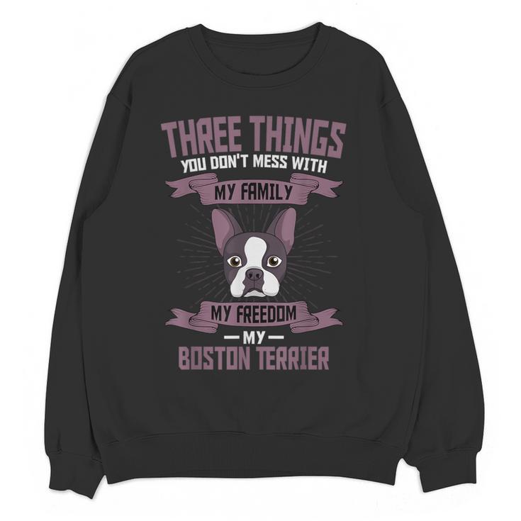 Boston Terrier Don't Mess With American Gentleman Dog Lover Women Crewneck Sweatshirt, novelty gifts, funny gifts