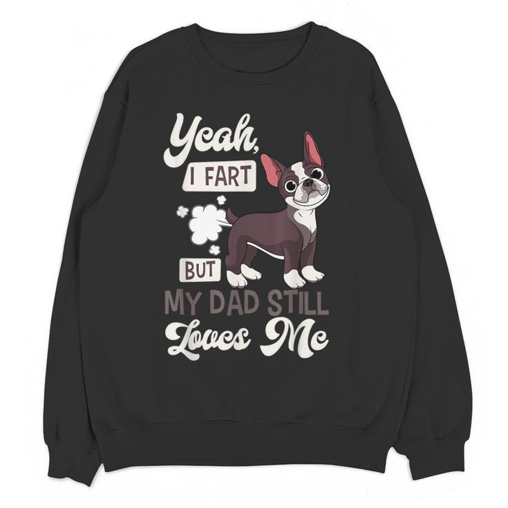 Boston Terrier Fart American Gentleman Non-Sporting Dog Women Crewneck Sweatshirt, novelty gifts, funny gifts