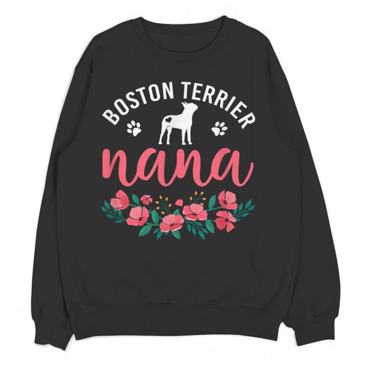 Boston Terrier Grandma Nana Dog Lover Christmas Women Crewneck Sweatshirt, novelty gifts, funny gifts