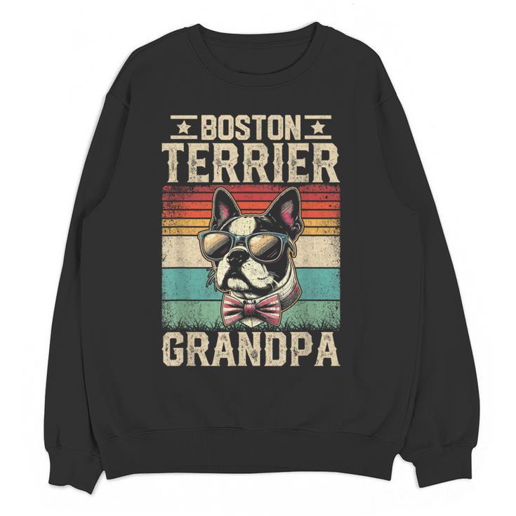 Boston Terrier Grandpa Dog Lover Father's Day Women Crewneck Sweatshirt, novelty gifts, funny gifts