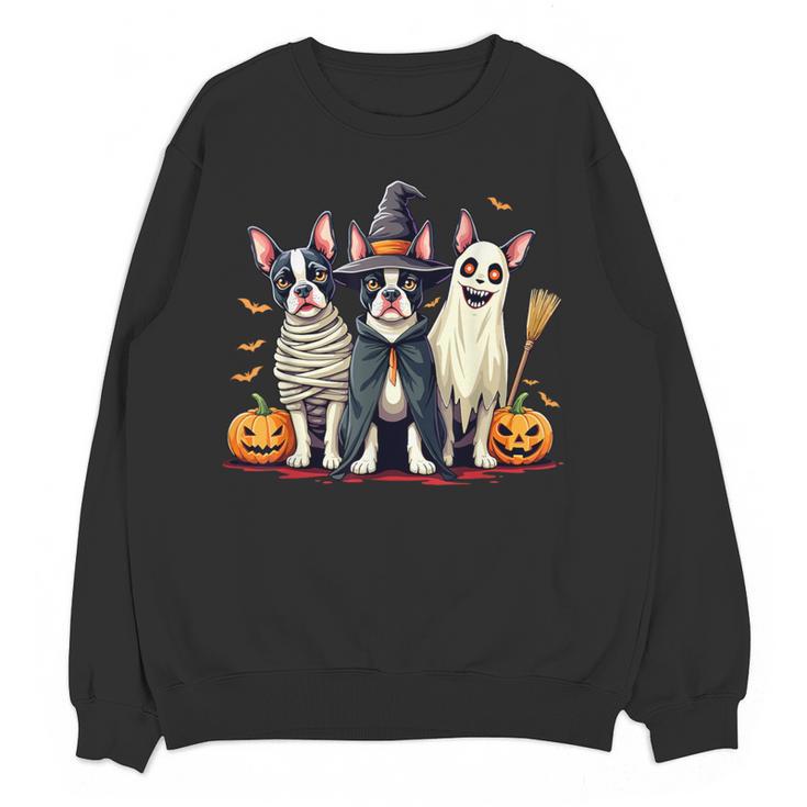 Boston Terrier Halloween Costume Mummy Witch Ghost Dog Lover For Men Women Kids Women Crewneck Sweatshirt, novelty gifts, funny gifts