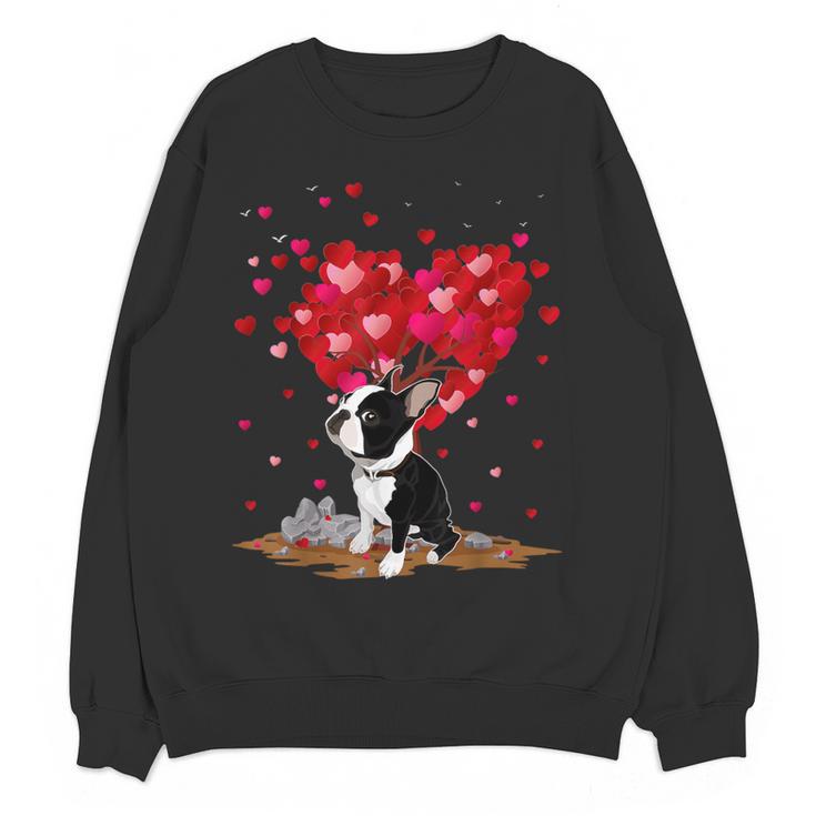 Boston Terrier Lover Heart Shape Boston Terrier Valentine Women Crewneck Sweatshirt, novelty gifts, funny gifts