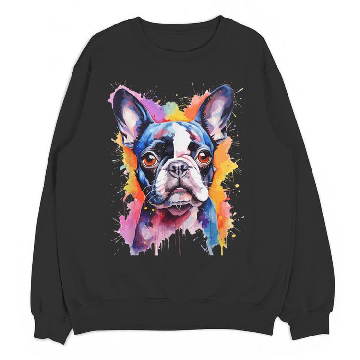 Boston Terrier Lover Pop Art Color Boston Terrier Dog For Men Women Girls Kids Women Crewneck Sweatshirt, novelty gifts, funny gifts