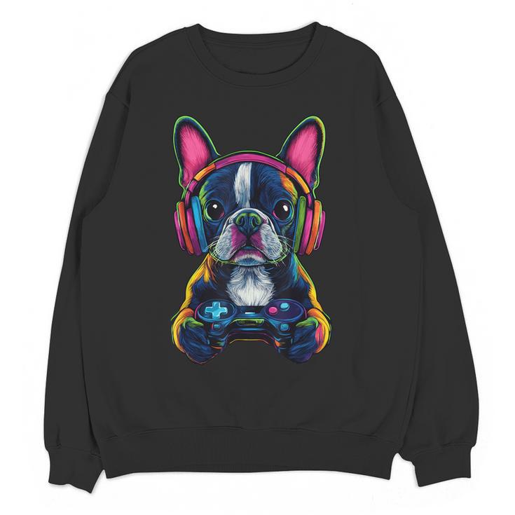Boston Terrier Lovers Gaming Headphones Boston Terrier Women Crewneck Sweatshirt, novelty gifts, funny gifts