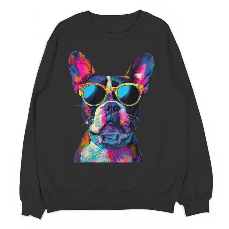 Boston Terrier Lovers Pop Art Boston Terrier Women Crewneck Sweatshirt, novelty gifts, funny gifts