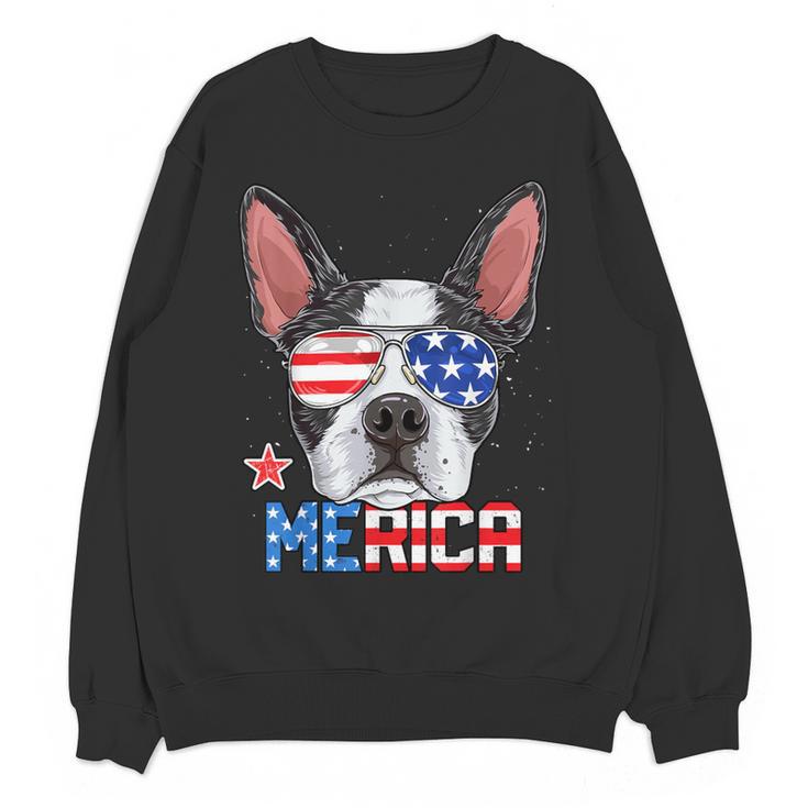 Boston Terrier Merica 4th Of July T Shirt Men Boys Dog Puppy Women Crewneck Sweatshirt, novelty gifts, funny gifts