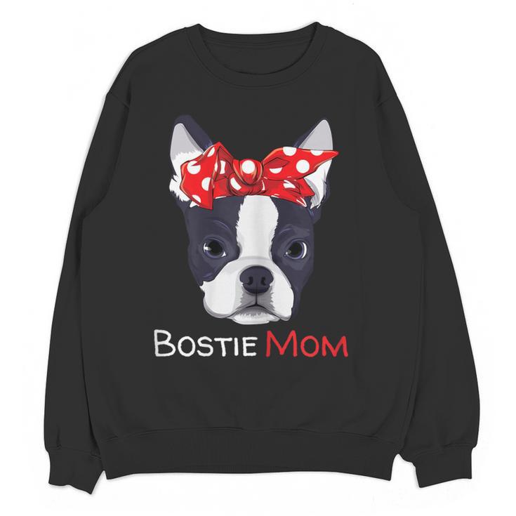 Boston Terrier Mom Bostie Women Girls Women Crewneck Sweatshirt, novelty gifts, funny gifts