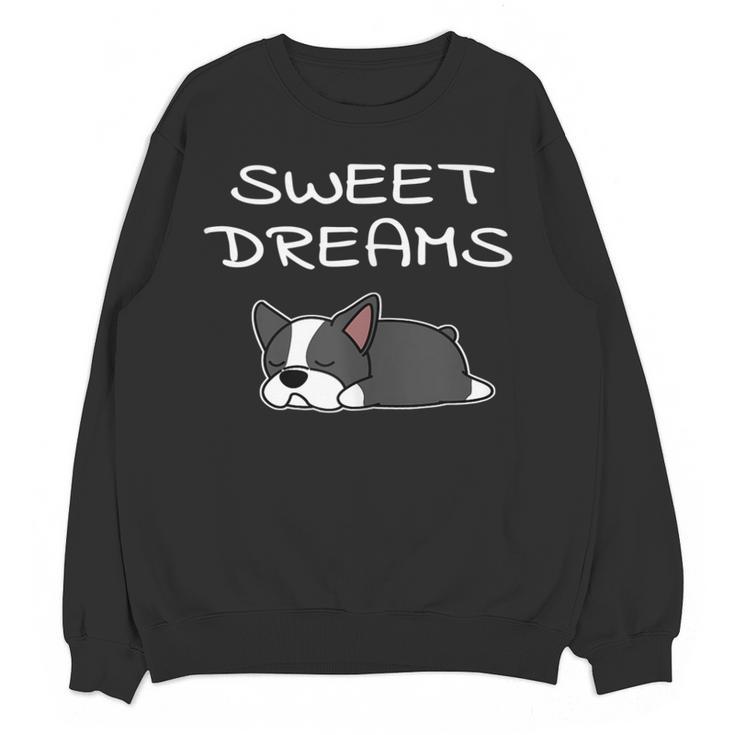 Boston Terrier Puppy Sweet Dreams Pajama For Bedtime Tank Top Women Crewneck Sweatshirt, novelty gifts, funny gifts