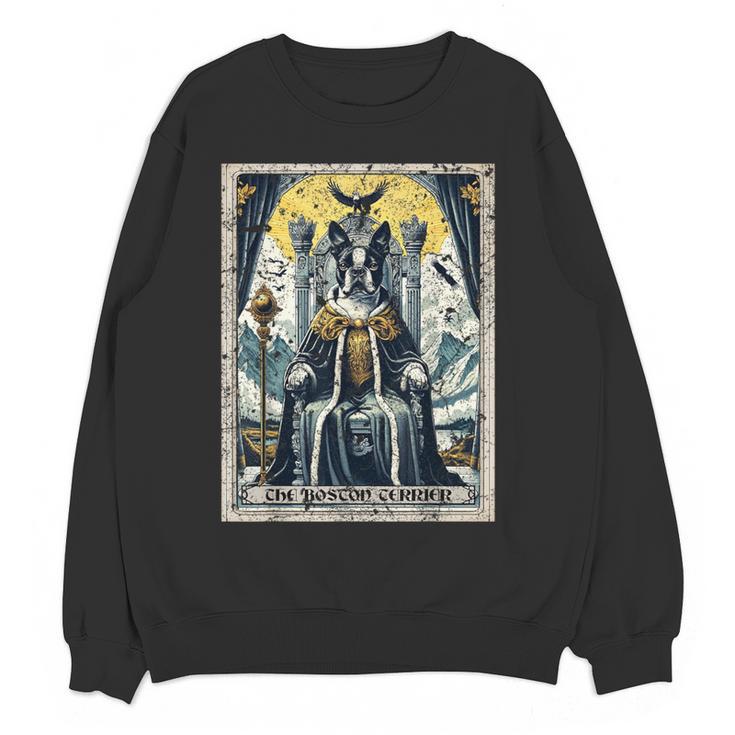 Boston Terrier Tarot Card Dog Women Crewneck Sweatshirt, novelty gifts, funny gifts