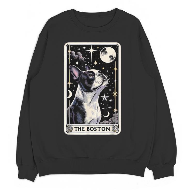 Boston Terrier Tarot Card Star With The Moon Men Women Kids Women Crewneck Sweatshirt, novelty gifts, funny gifts