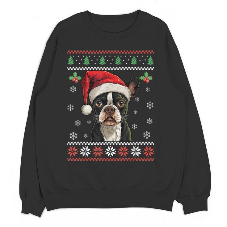 Boston Terrier Ugly Christmas Sweater Xmas For Adults Kids Women Crewneck Sweatshirt, novelty gifts, funny gifts