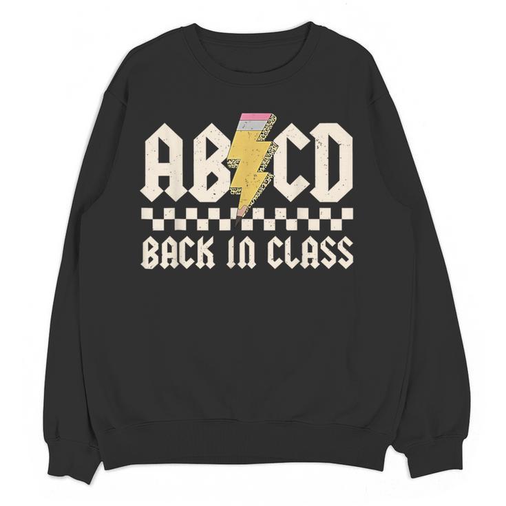 Boys Girls Teachers Rock Back To School ABCD Back In Class Women Crewneck Sweatshirt, novelty gifts, funny gifts Boys Girls Teachers Rock Back To School ABCD Back In Class Women Crewneck Sweatshirt, novelty gifts, funny gifts