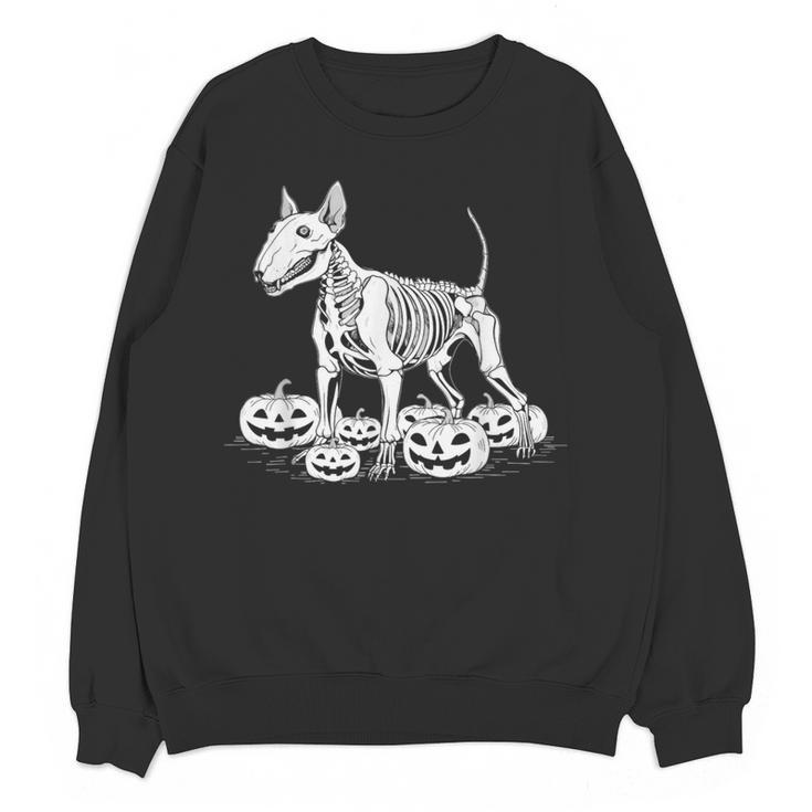 Bull Terrier Skeleton Birthday Halloween Kids Women Crewneck Sweatshirt, novelty gifts, funny gifts