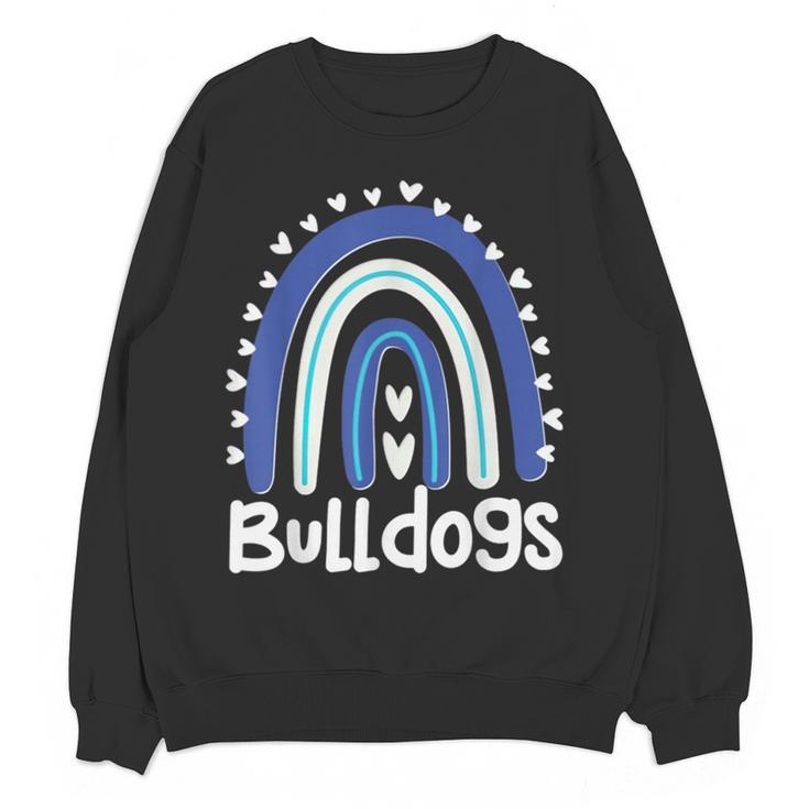 Bulldogs School Mascot Rainbow Teacher Lover Women Crewneck Sweatshirt, novelty gifts, funny gifts