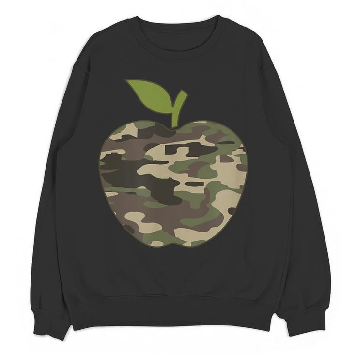 Camo Apple Camouflage Clothing School Student Camo Teacher Men Women Kids Women Crewneck Sweatshirt, novelty gifts, funny gifts