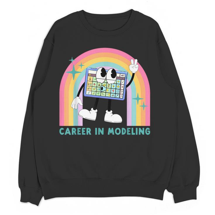 Career In Modeling AAC Teacher SLP SPED Communication Autism Women Crewneck Sweatshirt, novelty gifts, funny gifts Career In Modeling AAC Teacher SLP SPED Communication Autism Women Crewneck Sweatshirt, novelty gifts, funny gifts