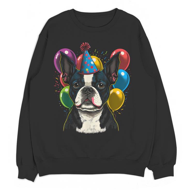 Celebration Event Birthday Party Boston Terrier Women Crewneck Sweatshirt, novelty gifts, funny gifts