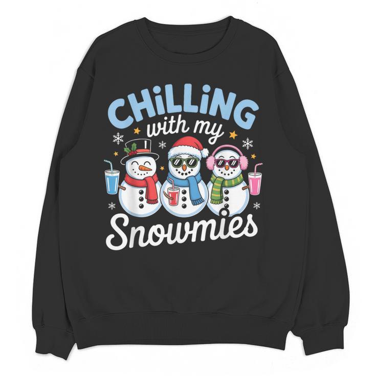 Chillin With My Snowmie Women Christmas Snowman Teacher Snow Women Crewneck Sweatshirt, novelty gifts, funny gifts Chillin With My Snowmie Women Christmas Snowman Teacher Snow Women Crewneck Sweatshirt, novelty gifts, funny gifts