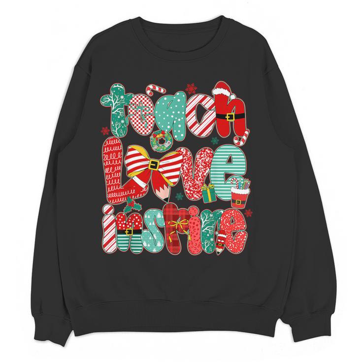 Christmas Coquette Bow Teacher Teach Love Inspire Women Crewneck Sweatshirt, novelty gifts, funny gifts Christmas Coquette Bow Teacher Teach Love Inspire Women Crewneck Sweatshirt, novelty gifts, funny gifts